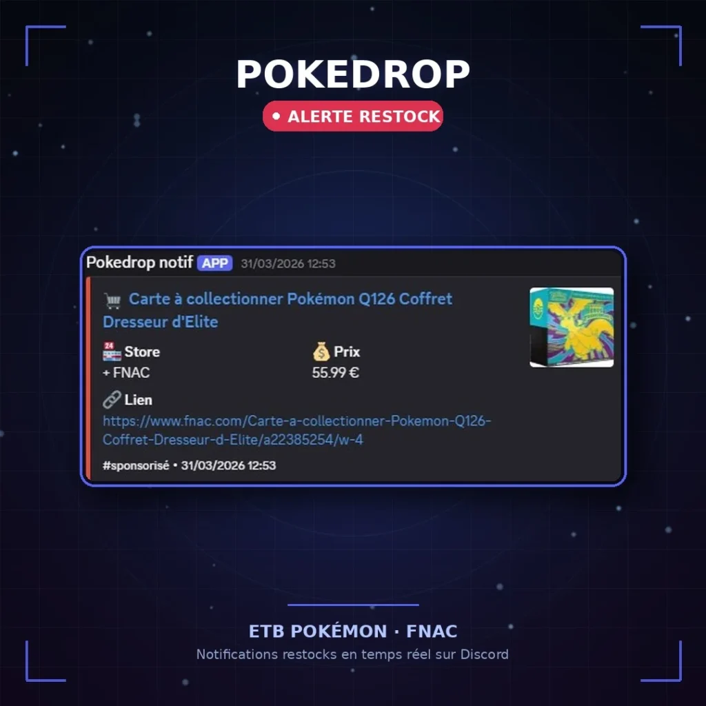 ETB Pokémon en rayon à la Fnac avec mention restock