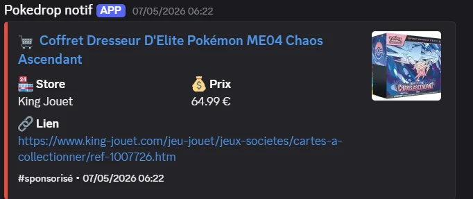 Coffret ETB Pokémon disponible chez King Jouet après un restock