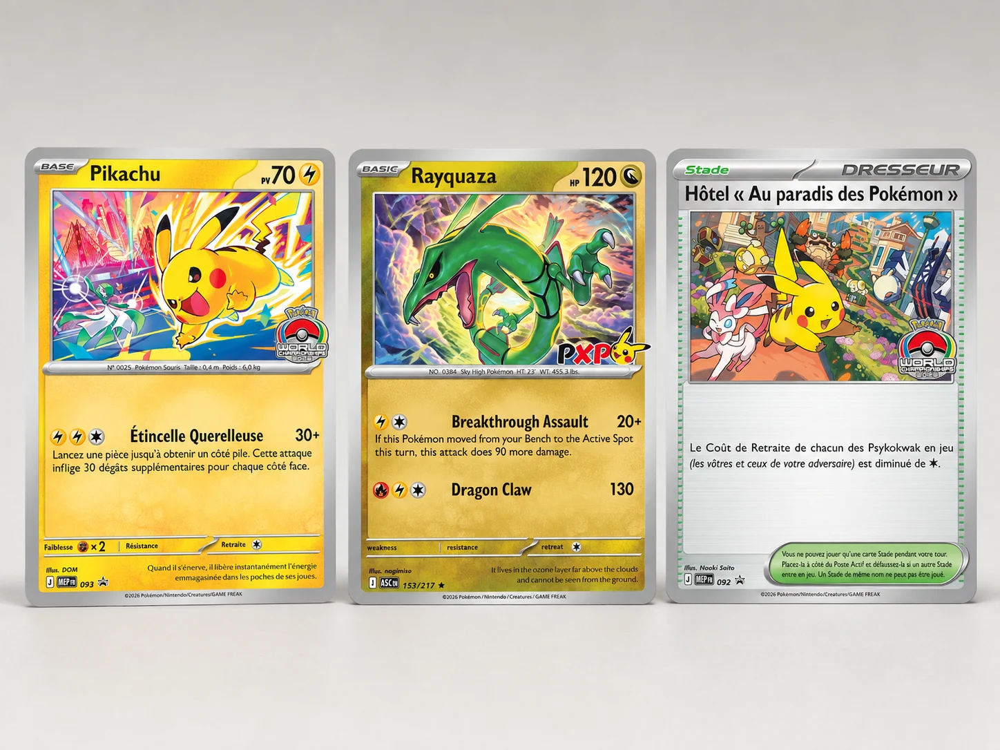 Comparaison des cartes promo des Worlds Pokémon 2026