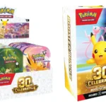 Mini Tins et bundle 6 boosters Pokémon 30 ans, visuels officiels de la gamme 30th Celebration